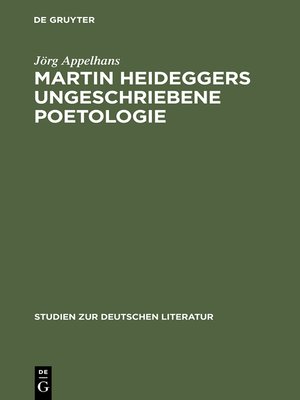 cover image of Martin Heideggers ungeschriebene Poetologie